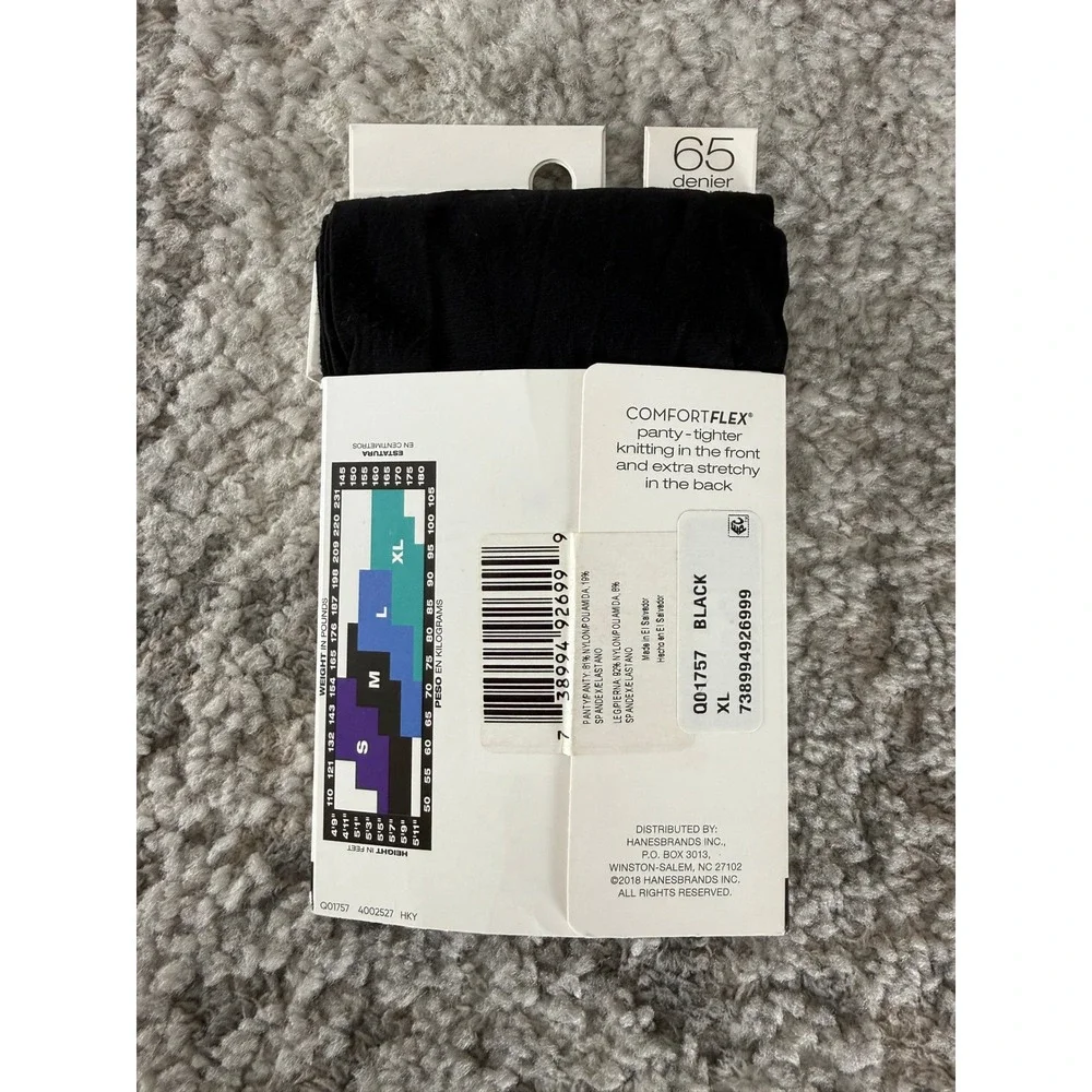 New Hanes Size XL Premium Perfect Tights Opaque ComfortFlex Tights Black Women